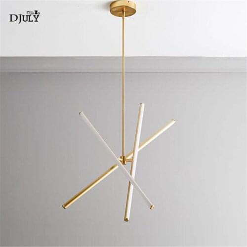 Postmodern design Long pole metal chandelier lighting for study bedroom bar creative home deco hanging lamp fixtures led luster