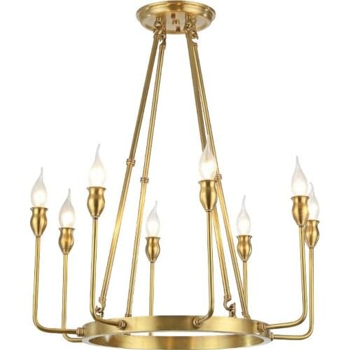Simple luxury copper chandelier thick lamp holder durable high-end atmospheric for dining room/bedroom/living room/hall