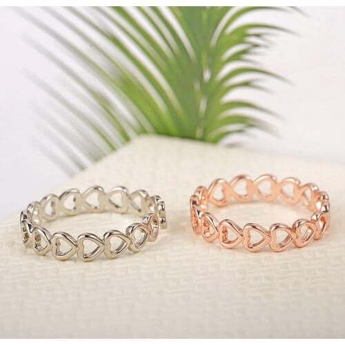 Simple Hollow Heart-shaped Rings for Women Girls Love Sweet Gold Silver Colour Wide Ring for Teens Trendy Jewelry Wedding Gift