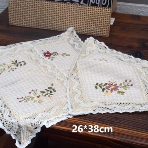Handmade crocheted rectangular table mat with embroidery Elegant tablecloth table mat for decorating runners and napkins