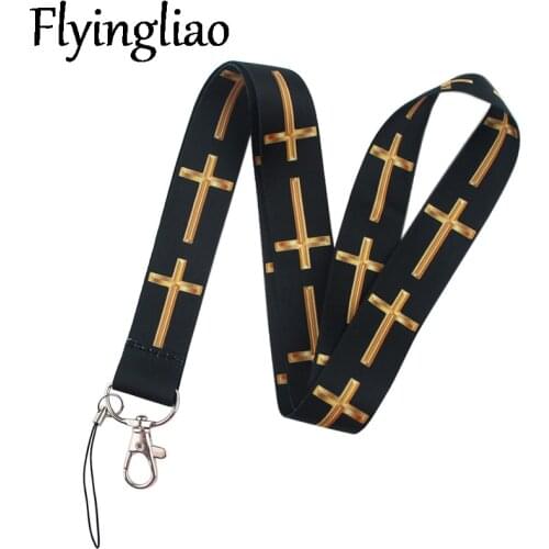 Holy Cartoon Personality Jesus Cross Neck Lanyard ID badge card holder keychain Mobile Phone Strap Gift Ribbon webbing necklace