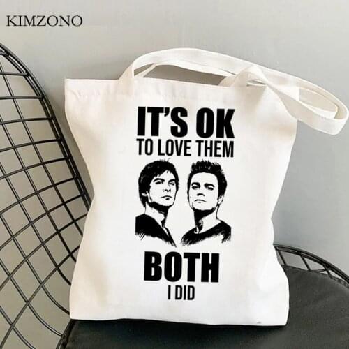 The Vampire Diaries shopping bag canvas shopper bolsa handbag recycle bag bolsas de tela bag shoping net custom