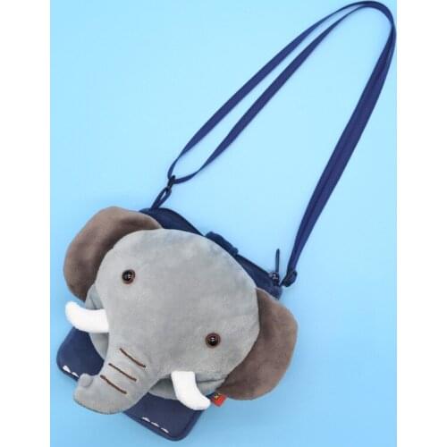Girls Shoulder Bag Cute Kawaii Plush Elephant Sling Bag Messenger Bag Kids Keys Coin Purse Lovely Princess Mini Handbag