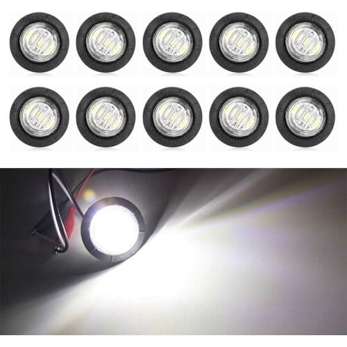 10PCS LED 12V Auto White Truck Wagons Side Marker Indicator Trailer Light Rear Side Lamp Truck Accessories