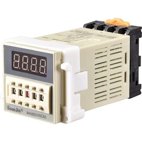 Uxcell 12V AC/DC 0.1S-99H99M Adjustable Delay Timer LED Time Relay DH48S-2Z with Base