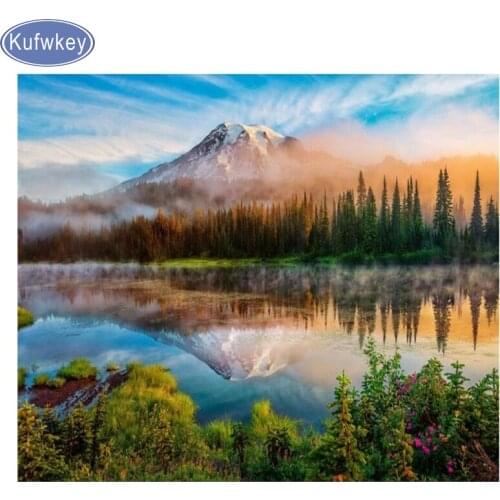 DIY 5D full square Diamond embroidery forest lake nature Scenic diamond painting Cross Stitch Rhinestone mosaic home decoration