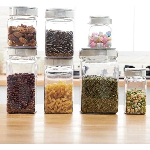 PET Kitchen Food Storage Containers Refrigerator Closet Organizer Tea Bean Grain Food Storage Box Clear Case Kitchen Organizer