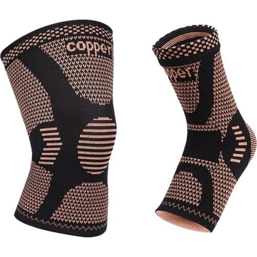 1PCS Copper Nylon Protective Knee Brace Support Compression Sleeve Knee Pad Wrap Running Volleyball Kneepad