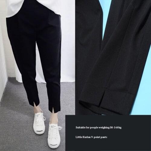 Oversized Womens Pants Slim-fit Elastic Pants 4XL-9XL Summer 9-Point Pants Small Harlan Black Womens Pants