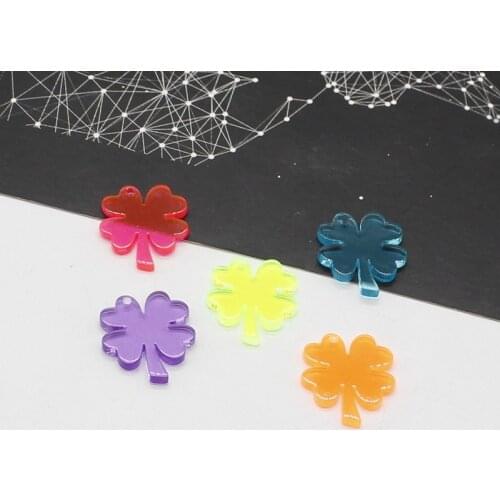Ladies Beautiful Lucky Four Leaf Clover Fashion Acrylic Earrings Bracelets Necklaces Scrapbook Jewelry DIY Accessories