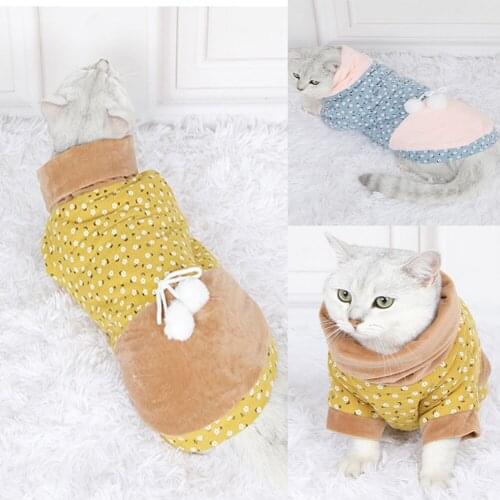Cat Winter Warm Clothes Kitten Coat Jacket Cute Floral Thicken Pet Clothing Small Medium Dogs Comfortable Cotton Clothing