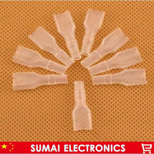 1000 pcs/lot 6.3mm terminal Connectors Sleeve/Sheath,Transparent sheath Free Shipping