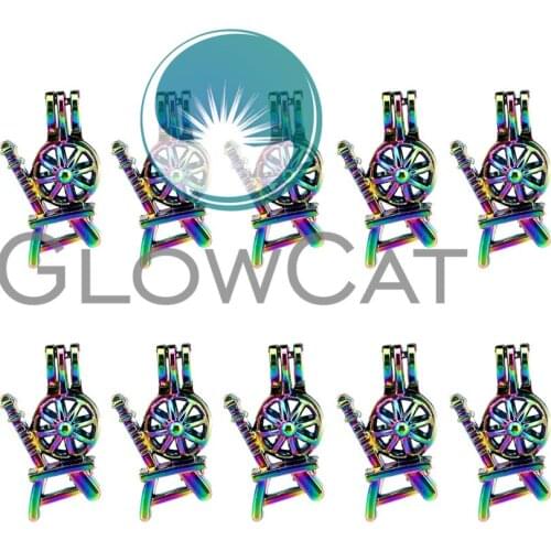 10x C662 Colorful Spinning Wheel Pearl Cage Locket Pendant Essential Oil Diffuser Beads Cage DIY Jewelry Locket For Oyster