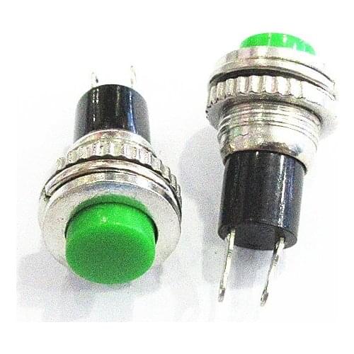 2PCS Small Push Button Switch DS-316 Green Unlocked Self-resetting Doorbell Switch 10mm