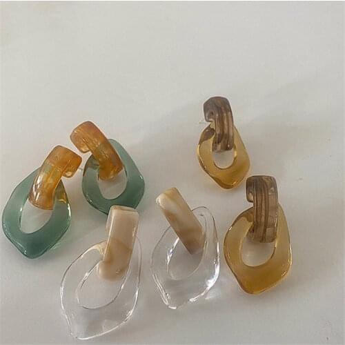 2021 Colorful Transparent Clear Resin Acrylic Water Drop Earrings Geometric Hollow Drop Earrings For Women Girls Jewelry