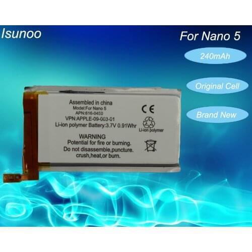 30pcs/lot Original Quality 3.7V Li-ion Replacement Battery for iPod Nano 5 5th Gen Battery Repair