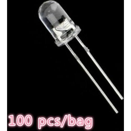 5mm white hair white luminous tube super bright LED light emitting diode+Hot Top selling 100 pcs/bag