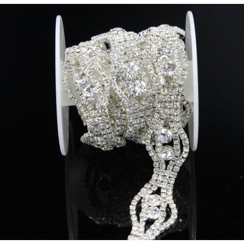 5Yards Rhinestone Clear Crystals Trim With 888 Stones For Wedding Costume Bridal Decorations