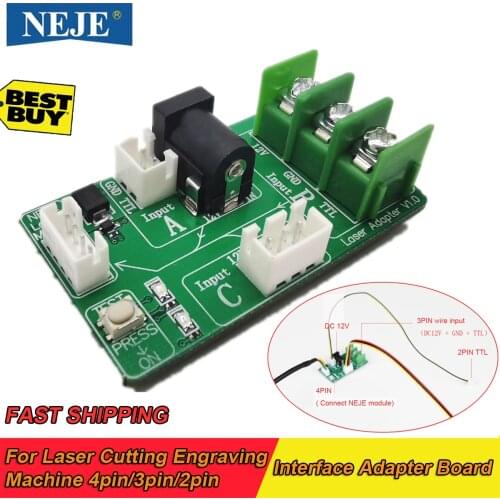 New NEJE Laser Module Interface Adapter Board Connector 4pin/3pin/2pin Support for Engraver Cutter Machine Laser Module