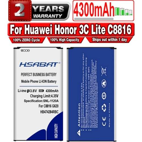 HSABAT HB474284RBC 4300mAh Battery for Huawei Honor 3C Lite C8816 C8816D G521 G615 G601 G620 Y635 Y523 Y625-U32 Y625 Y625-U51