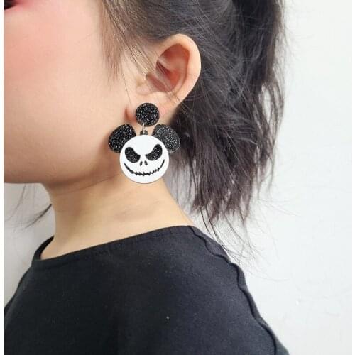 Halloween Acrylic Ornaments Funny and Fun Pumpkin Bat Earrings