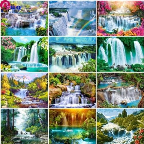 Diamond Painting Waterfall Mountain Art Rhinestone 5D DIY Diamond Embroidery Landscape Cross Stitch Needlework Decor For Home