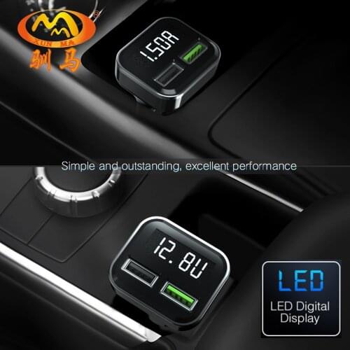 NEW Car 5A USB display Fast Charger Double Quick Charge QC3.0 Fast Charging for Xiaomi OPPO Samsung Note 10 QC 3.0 Car Charger