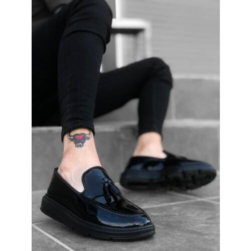 BA0005 Step-in High Base Black Japanned Leather Classic Tassels Corcik Male Shoe