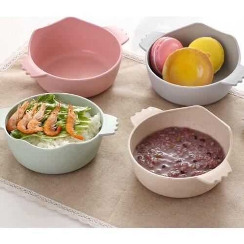 Baby Bamboo Fiber Feeding Bowl Children Fruit Dinner Food Tableware Dishes Kids Dinnerware