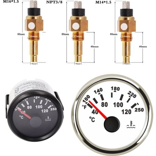52 mm Water Temp Temperature Gauge 40-120 Water Temp Meter Indicator For Yacht Motor Boat Car Auto Engine Outboard Sensor