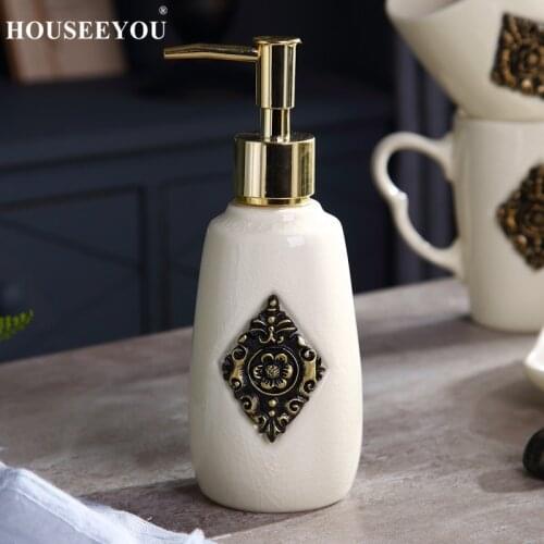4 Styles Vintage Ceramic Art Craft Hand Wash Soap Dispenser Liquid Lotion Bottle for Bathroom Kitchen Household Home Decors