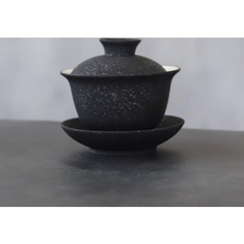 LUWU black crockery ceramic gaiwan porcelain tureen tea makers 150ml