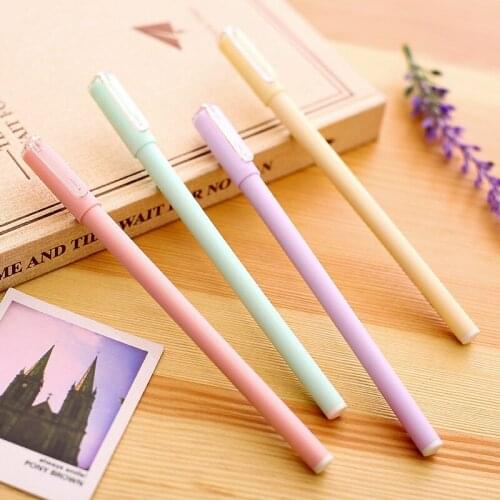 Kawaii Macaron Black Ink Pens Caneta Cute Candy Color Gel Pen For Writing Kids Gift Korean Stationery Office School Supplies