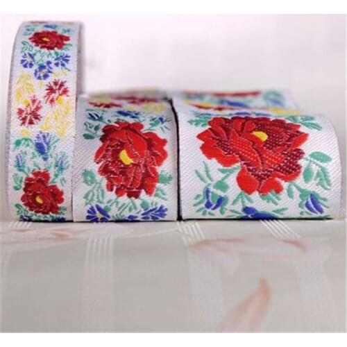 10yards Embroidery Jacquard Ribbon Webbing DIY Sewing Supplies Elegant Fresh Flowers Creative Gift Box Ribbon Decoration