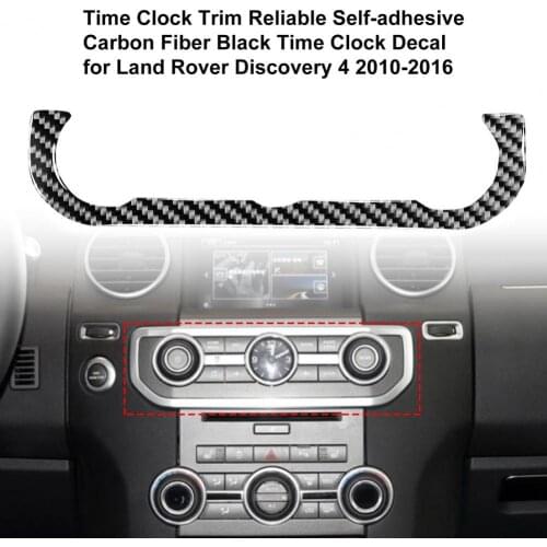 80% Hot Sales!! Time Clock Trim Reliable Self-adhesive Carbon Fiber Black Time Clock Decal for Land Rover Discovery 4 2010-2016