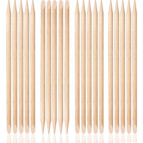 100 Pcs Nail Art Cuticle Pusher Remover Orange Wood Stick Pedicure Manicure Tool
