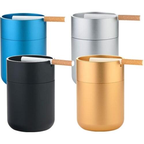 Fashion aluminum Cylindrical shape Double layer ashtray Creative minimalist funnel decorative ashtray