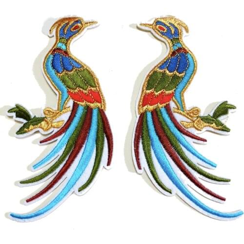 Cartoon Chinese style Animal Phoenix crane Embroidered Patches For Clothing DIY Stripes Applique Clothes Iron On Patches Badges