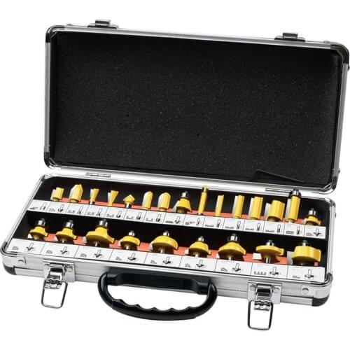 24PCS Milling Cutter Router Bit Set Wood Cutter Carbide Shank Mill Woodworking Trimming Engraving Carving Cutting Tools