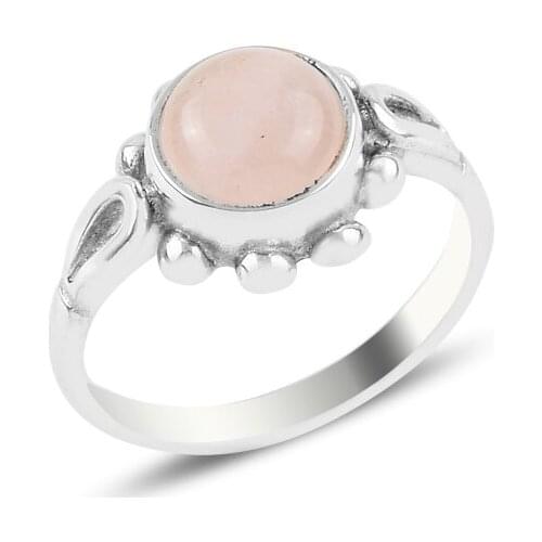 Silver 925 Sterling Pink Quartz Daisy Engagement Ring