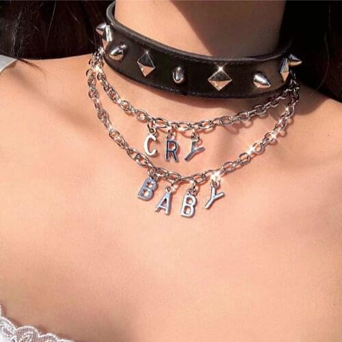 Gothic CRY BABY Letter Necklaces For Women New Streetwear Name Necklace Collar Girls Hip Hop Punk Fashion Jewelry Gift