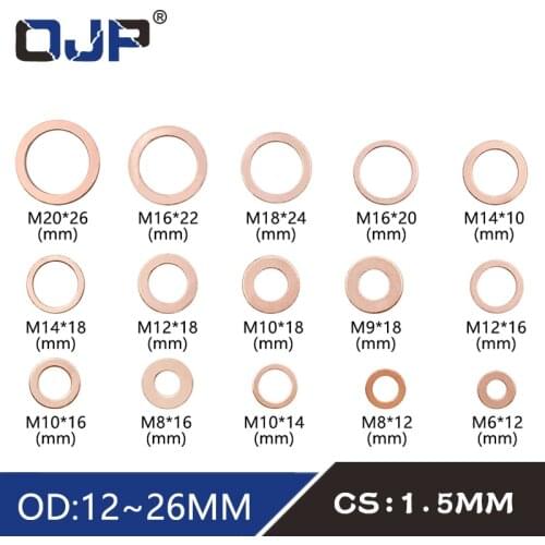 10Pcs DIN7603 M6 M8 M9 M10 M12 M14 M16 M18 M20 T3 O Ring Gasket Sealing Ring Copper Washer Boat Crush Washer Flat Seal Fitting