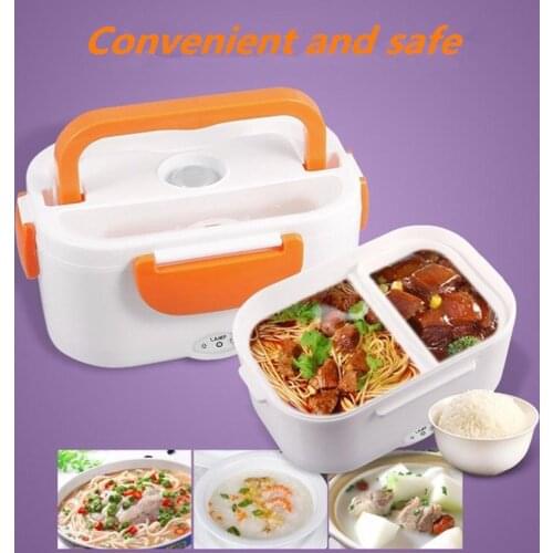 Portable 12V 110/220V Dual Use Home Truck Car Electric Heating Lunch Box Rice Food Warmer Container for Travel School Office