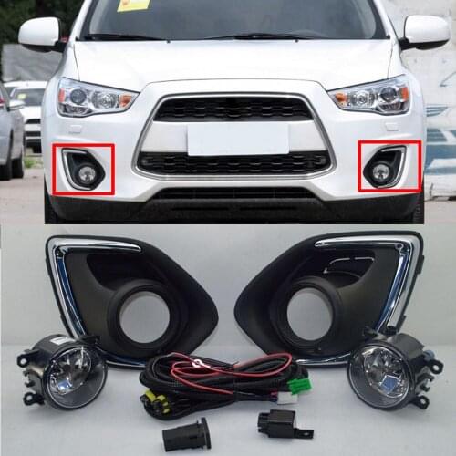 Fog lampshade Fog Lights Lamp & Harness Switch Kit 7PCS for Mitsubishi Outlander Sport 2013 2014 2015