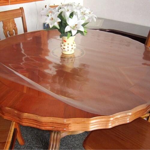 Transparent scrub soft glass table cloth zhong tian crystal plate waterproof oil disposable circle dining table mat size 150cm