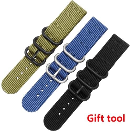 18mm 20mm 22mm 24mm 26mm Nato Strap Watch Band Men Silver Buckle Canvas DW Belts Watch Strap Zulu Watchband