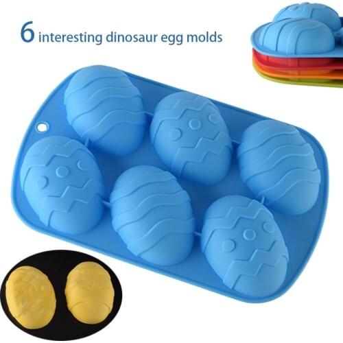 6-Hole Dinosaur Egg-Shaped Silicone Cake Mold Small Snack Small Cake Baking Mold Handmade Soap Mold Kitchen Baking Mold