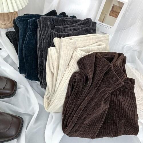 Women Pants Chenille Womens Autumn And Winter High Waist Drape Straight Loose Casual Trousers Pantalones De Mujer