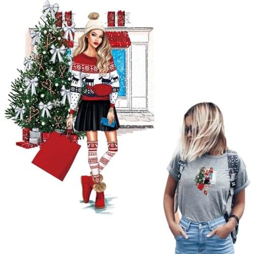 Winter Girl Iron On Patch T-Shirt Jeans Decoration Washable Heat Transfer New Fashion Diy Iron On Transfer Heat Print By Irons