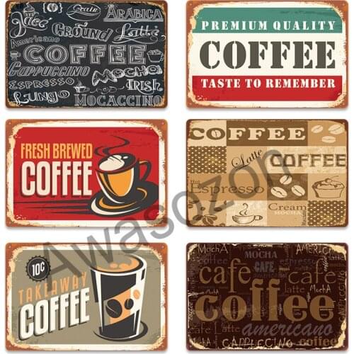 Coffee Cafe Signs Vintage Metal Sign Retro Plaque Wall Home Decor For Kitchen Coffee Bar Shop Must Have Coffee Posters Plate